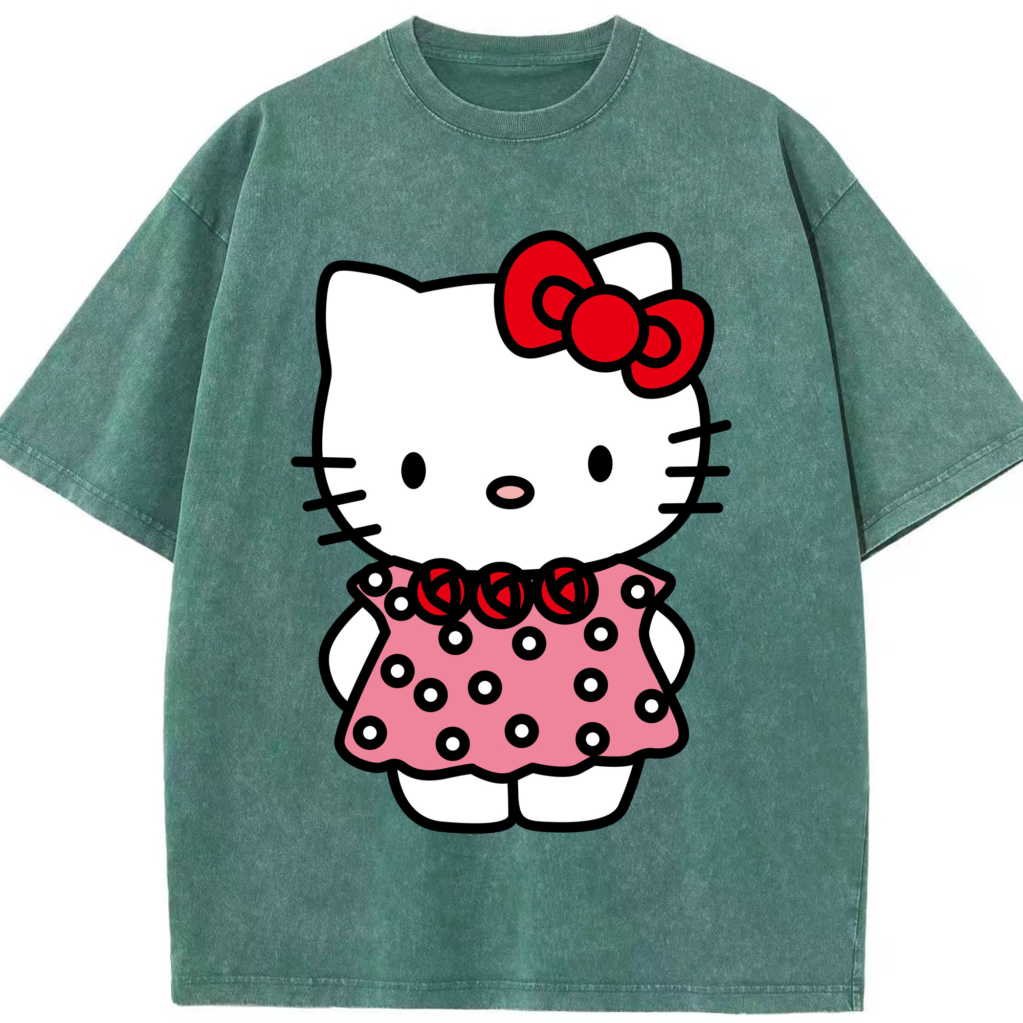 （画像用） Hello Kitty ハローキティ 綿100% ヴィンテージ風 半袖Tシャツ（フロントプリント）